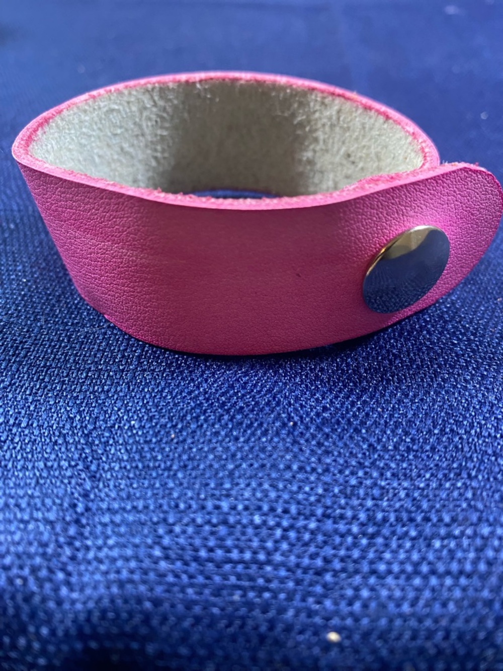Handcrafted Pink Leather Snap Bracelet